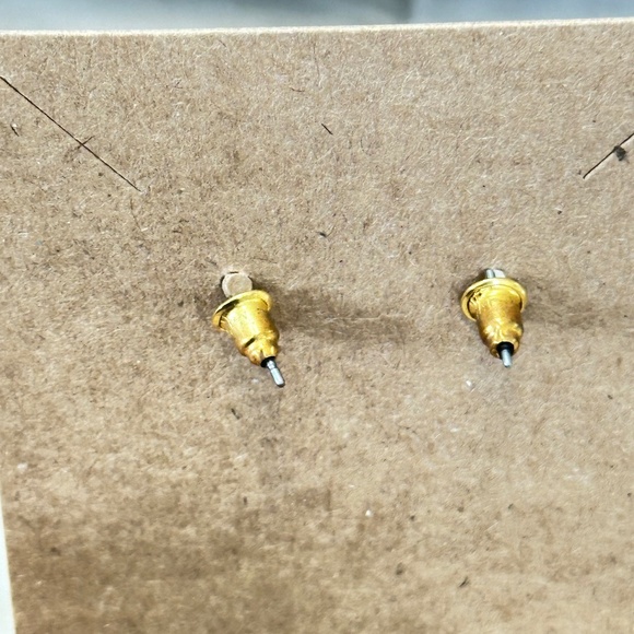 2/$15 Gold tone hoop earrings with clear round crystals on top half. Post back. - Picture 5 of 9